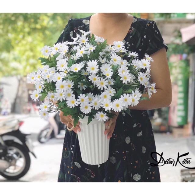 Bó Hoa Cúc Họa Mi Giả Cao Cấp Merber - Bó Bông Cúc Họa Mi Khô Lụa Thích Hợp Decor Chụp Ảnh