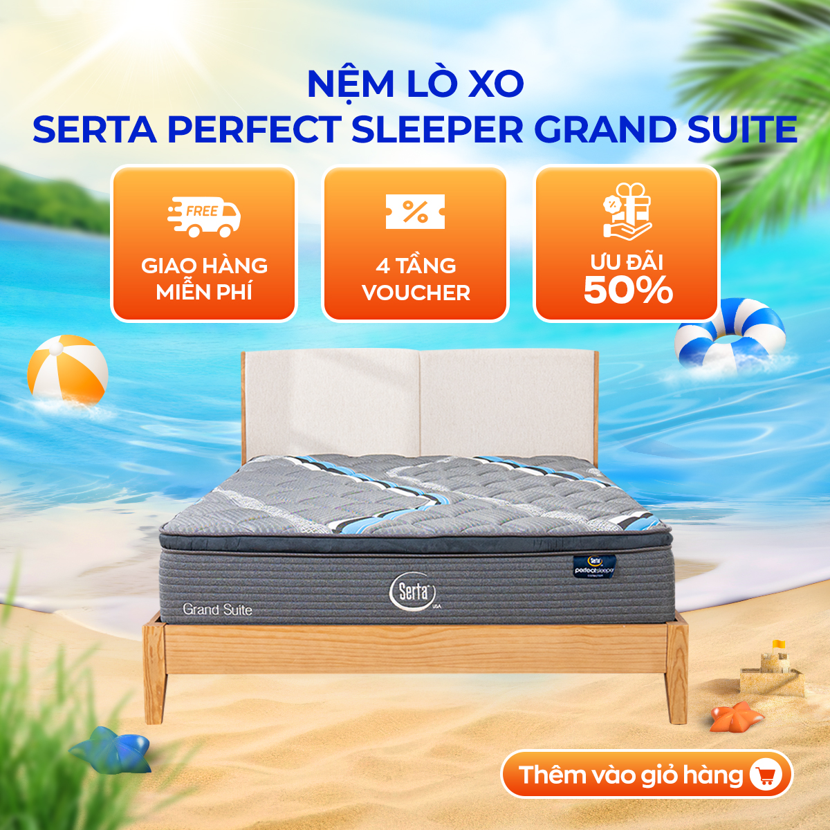 Nệm lò xo nhập khẩu Serta Perfect Sleeper Grand Suite 30cm