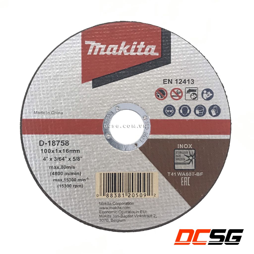 Đá cắt inox 100x1x16mm makita d-18758
