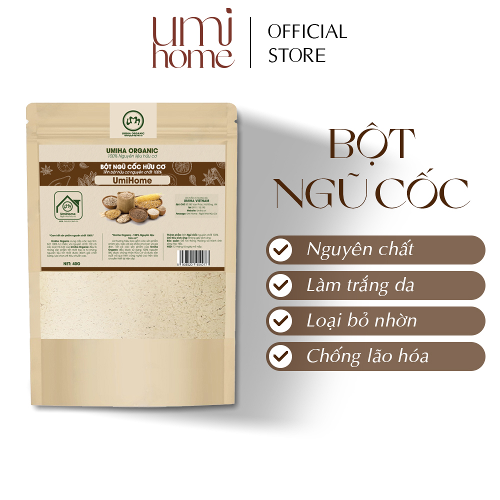 Bột ngũ cốc đắp mặt nạ hữu cơ umihome nguyên chất 40g | cereal 100% organic