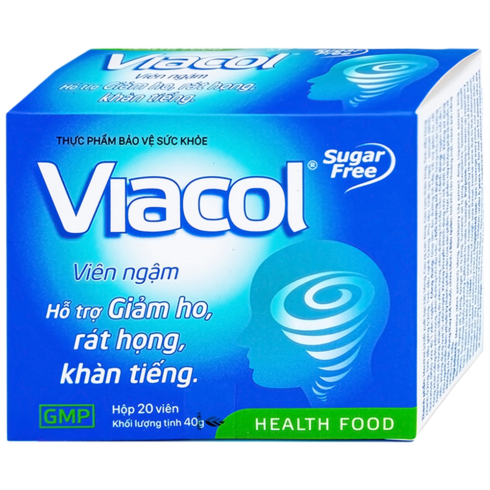 [CHÍNH HÃNG]Viên ngậm không đường Viacol Health Food hỗ trợ giảm ho, rát họng, khàn tiếng ( Hộp 20 viên)