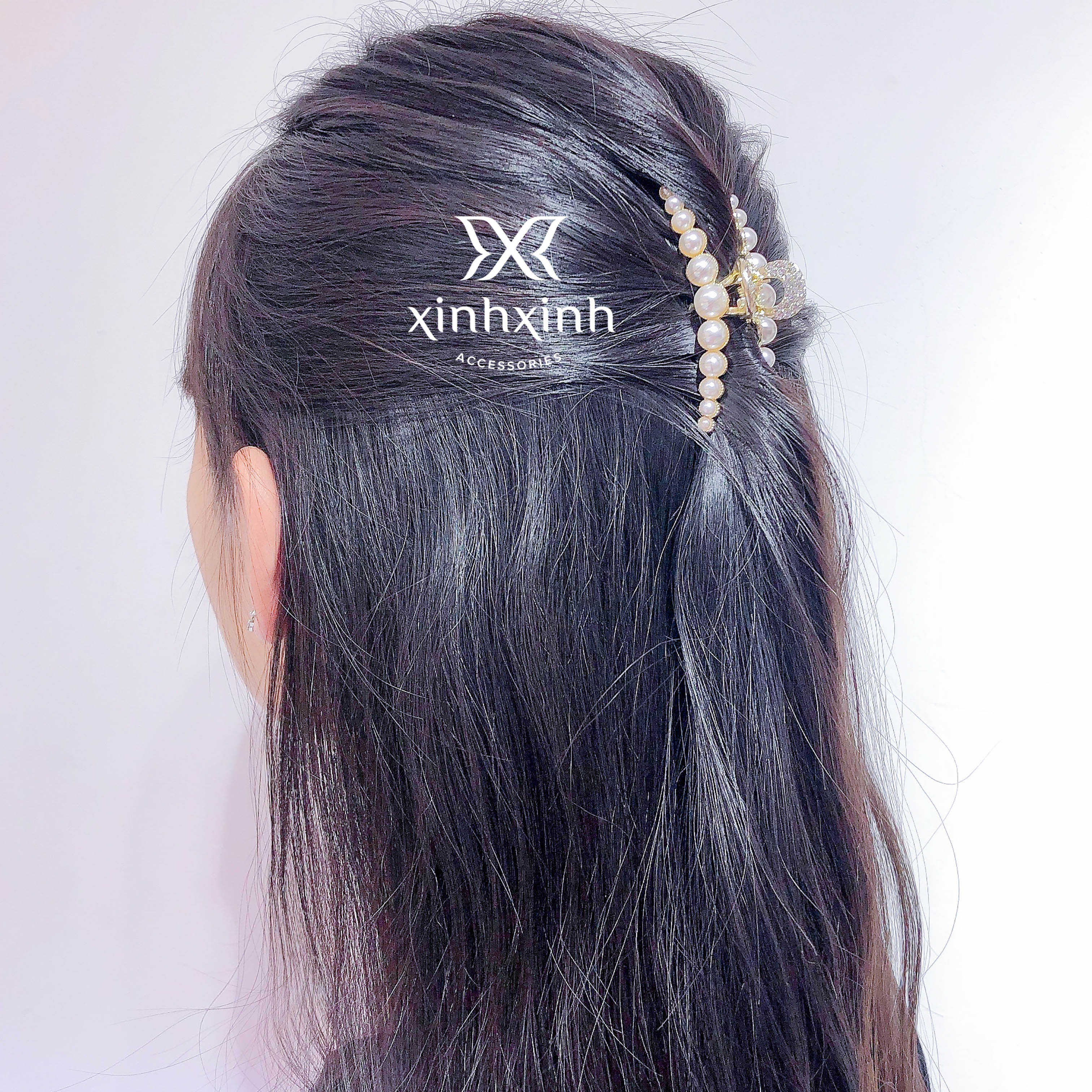 Kẹp tóc nửa đầu đính hạt cao cấp phong cách thời trang - Xinh Xinh Accessories