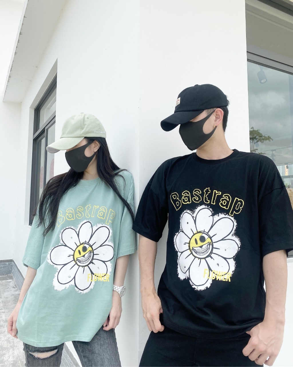 [HCM]Áo Thun Nam Nữ  Áo Cặp  In Hình Hoa Cúc BASTRAP
