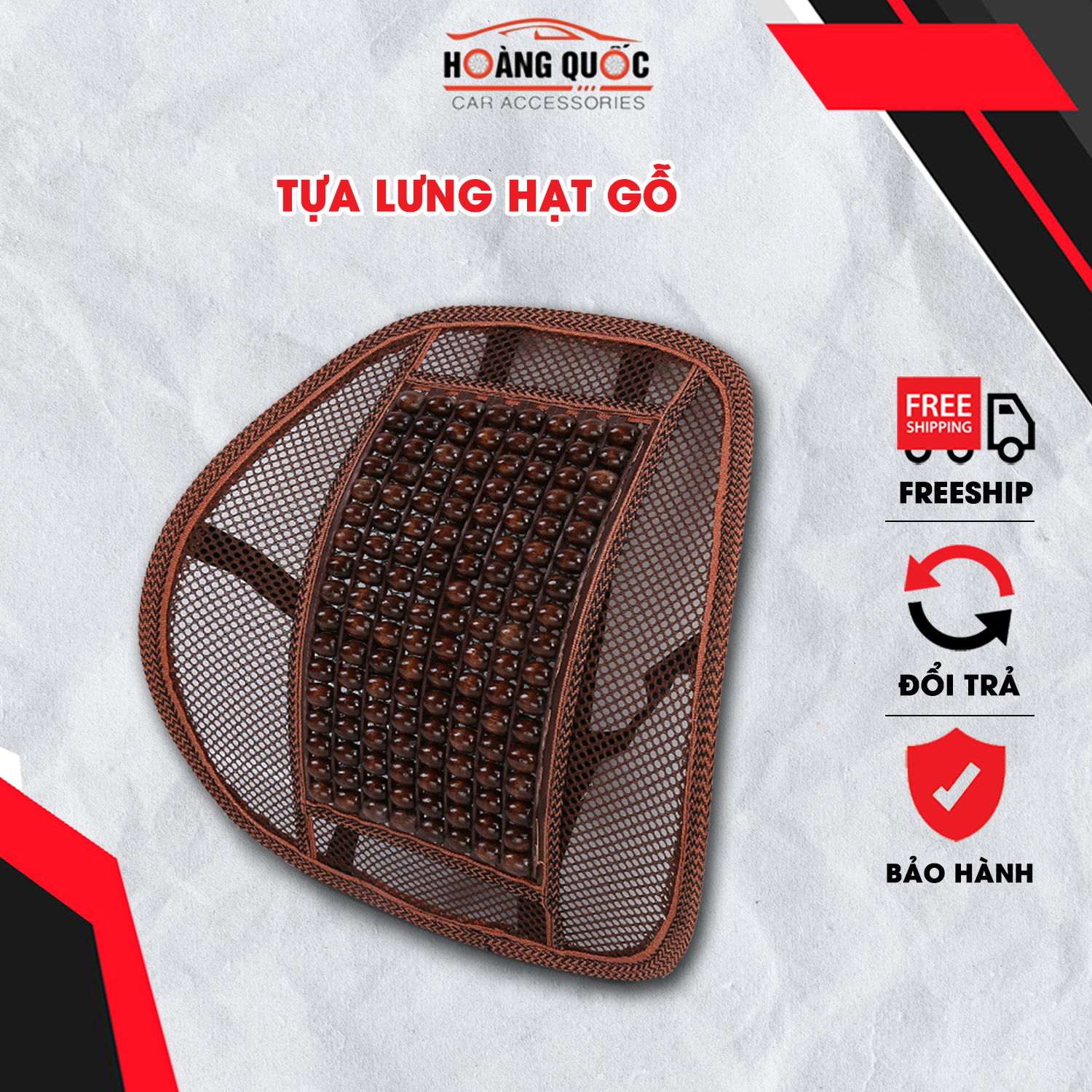 Tựa lưng hạt gỗ dùng cho ghế ô tô, ghế văn phòng, học tập, chất liệu hạt gỗ tự nhiên thoáng mát, massage nhẹ nhàng, êm ái