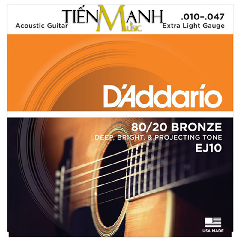 Bộ dây đàn guitar acoustic cỡ 10 d'addario ej10 - hãng phân phối chính thức
