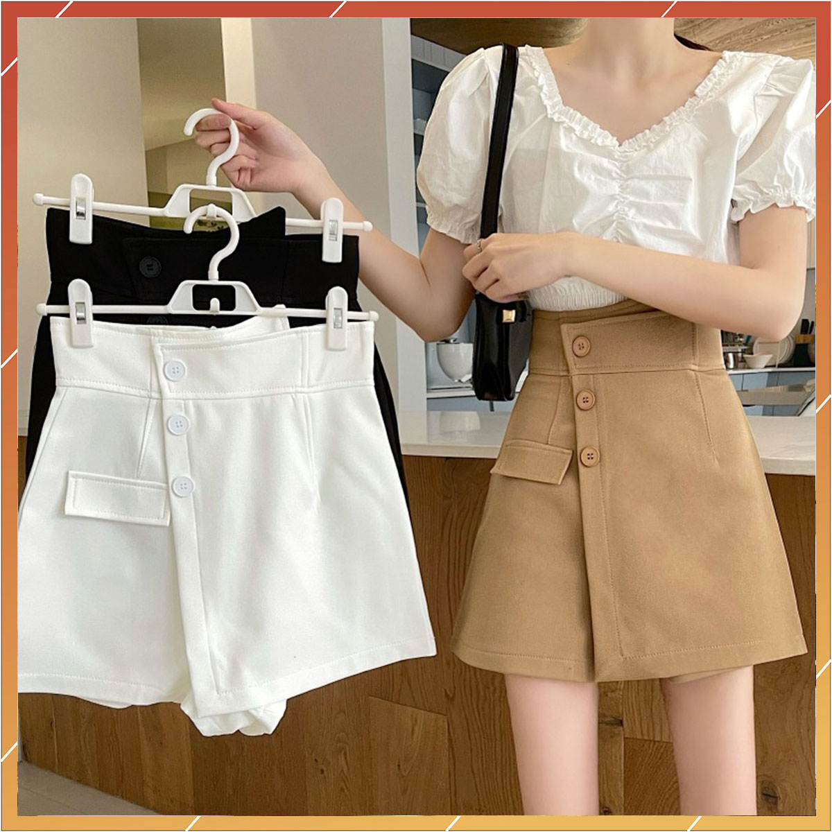 Quần giả chân váy nắp túi 3 khuy hót trends