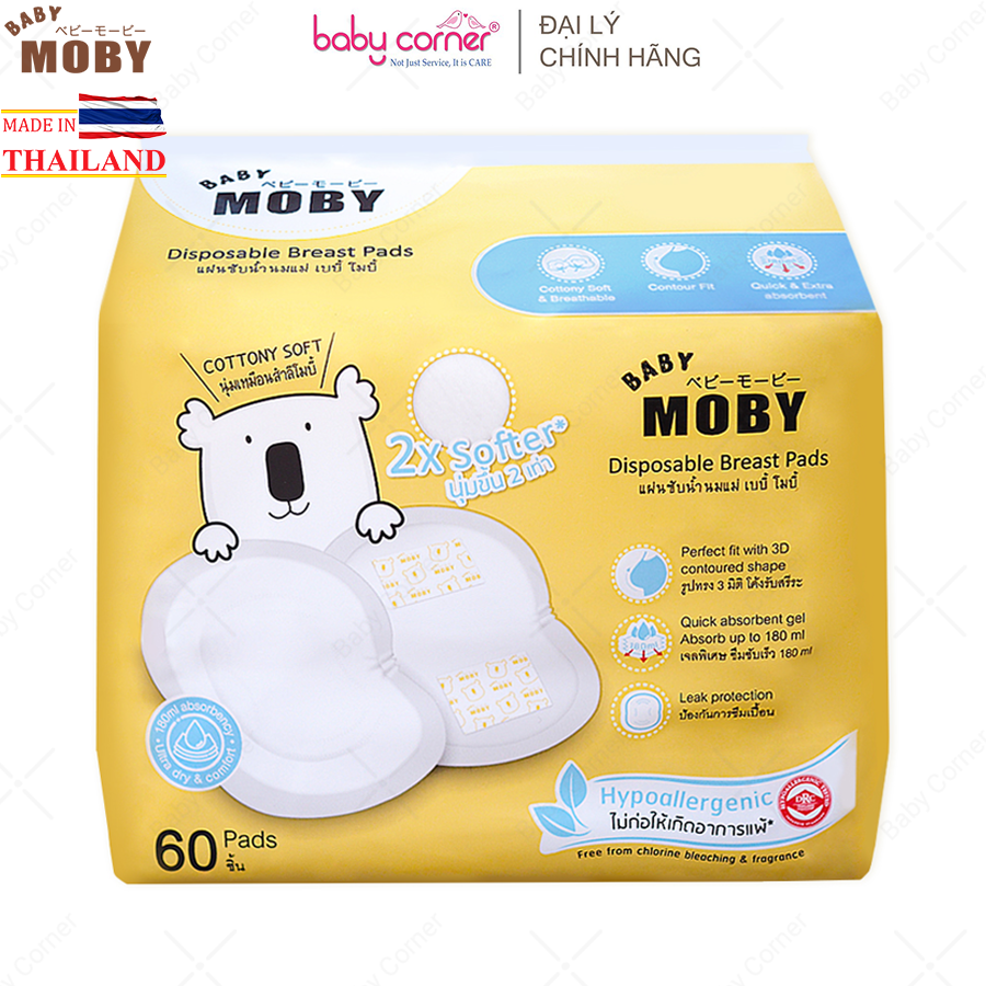 Lót thấm sữa moby baby, gói 60 miếng, cho phụ nữ mang thai và sau sinh