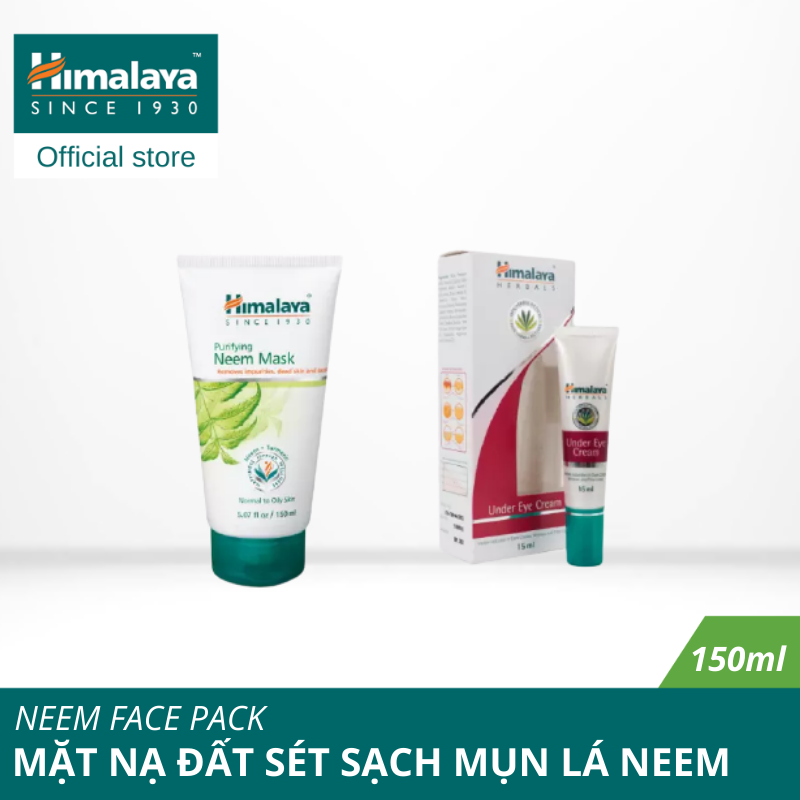 Combo độc quyền mặt nạ đất sét sạch mụn lá neem face pack 150ml + under eye cream 15ml