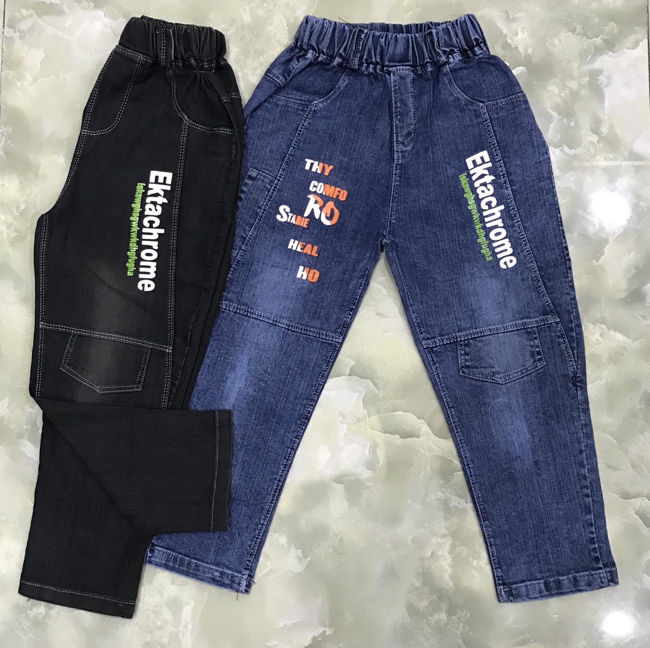 Quần jean dài lưng thun l&l kids chất jean dày dặn cho bé 1-12 tuổi