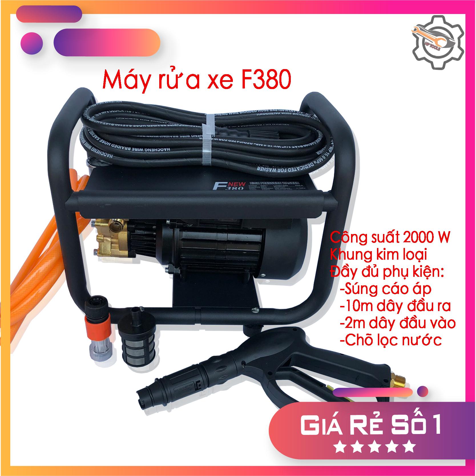 Máy rửa xe cao áp F380-Đầy đủ phụ kiện-Bảo hành 6 tháng-Tặng kèm bình bọt tuyết mini kèm dây rửa xe