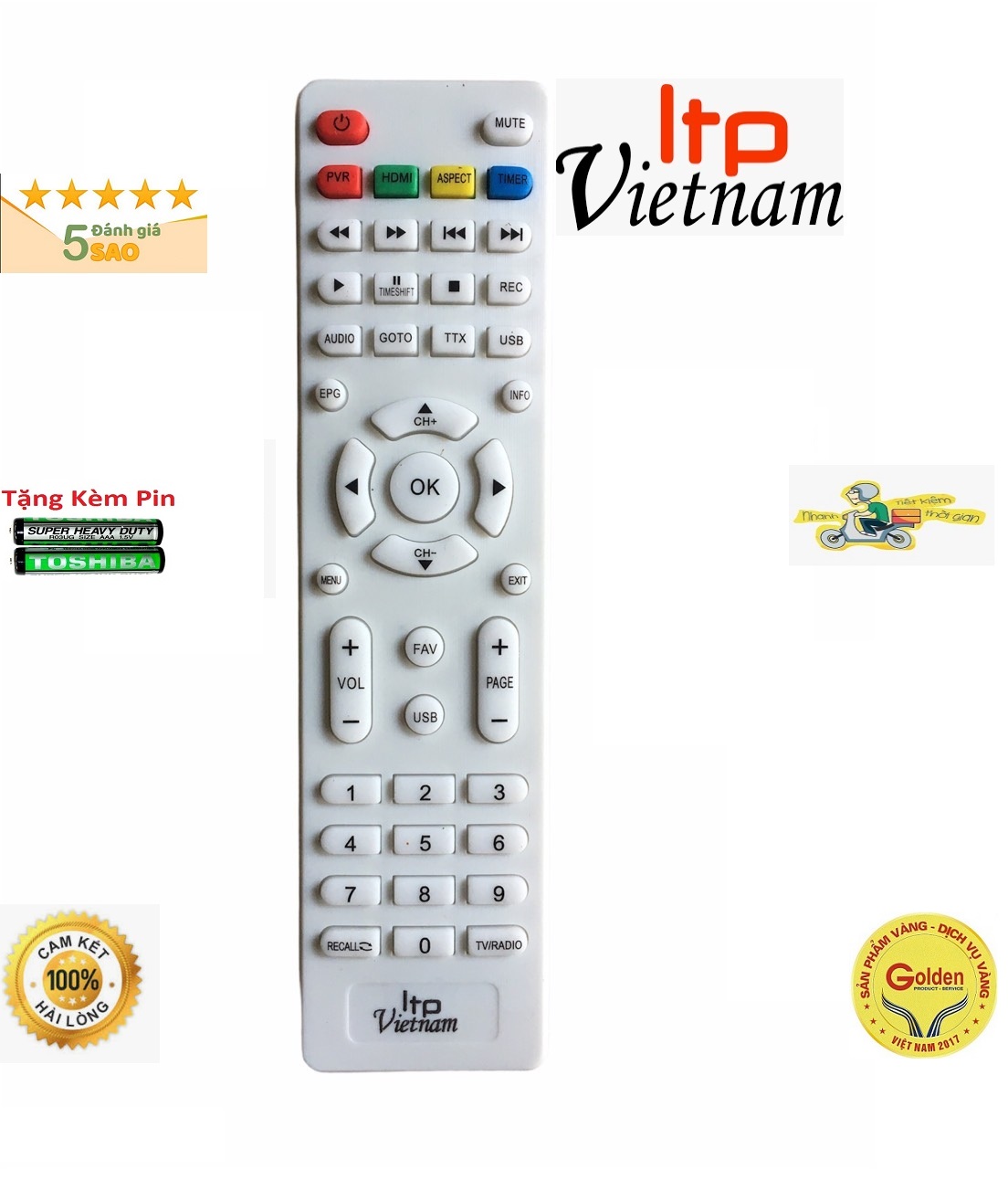 Điều khiển LTP VIỆT NAM loại tốt theo máy - Tặng kèm pin - Remote LTP - Remote đầu thu kỹ thuật số truyền hình mạng internet LTP Việt Nam loại tốt - Bảo hành 3 tháng