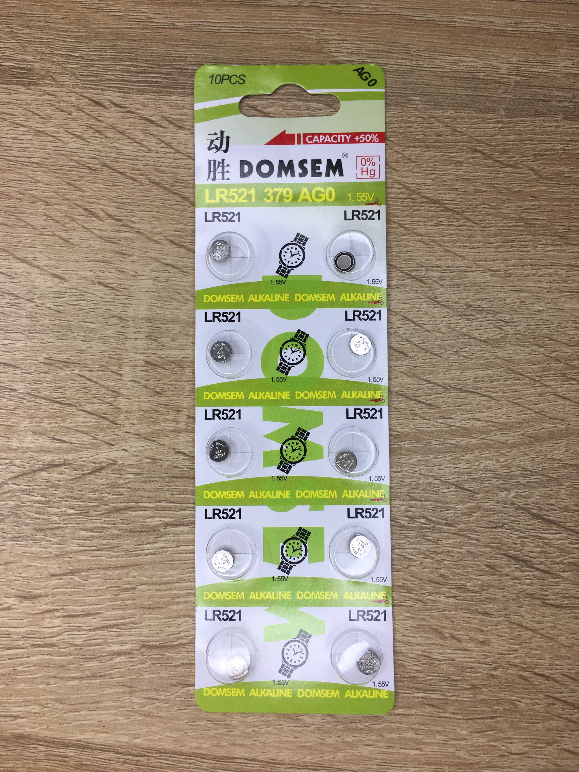 Vỉ 10 viên pin domsem lr521 521 ag0 g0