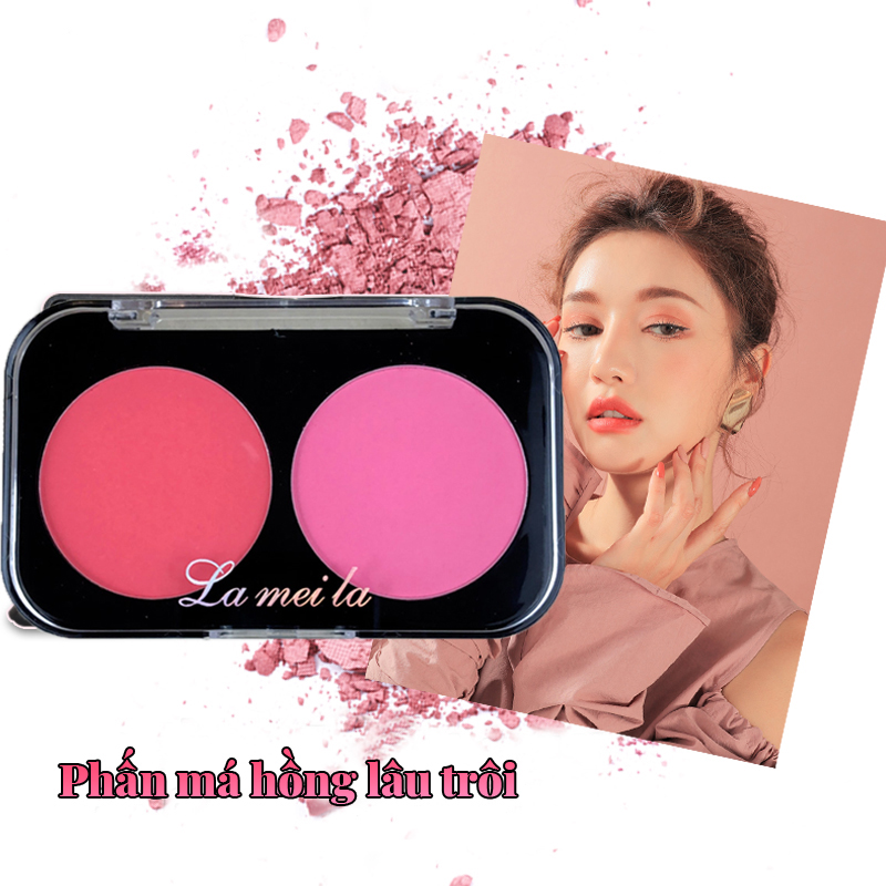 Phấn má hồng siêu mịn Lameila hộp 2 ô màu hot trend phấn má nội địa Trung Blush