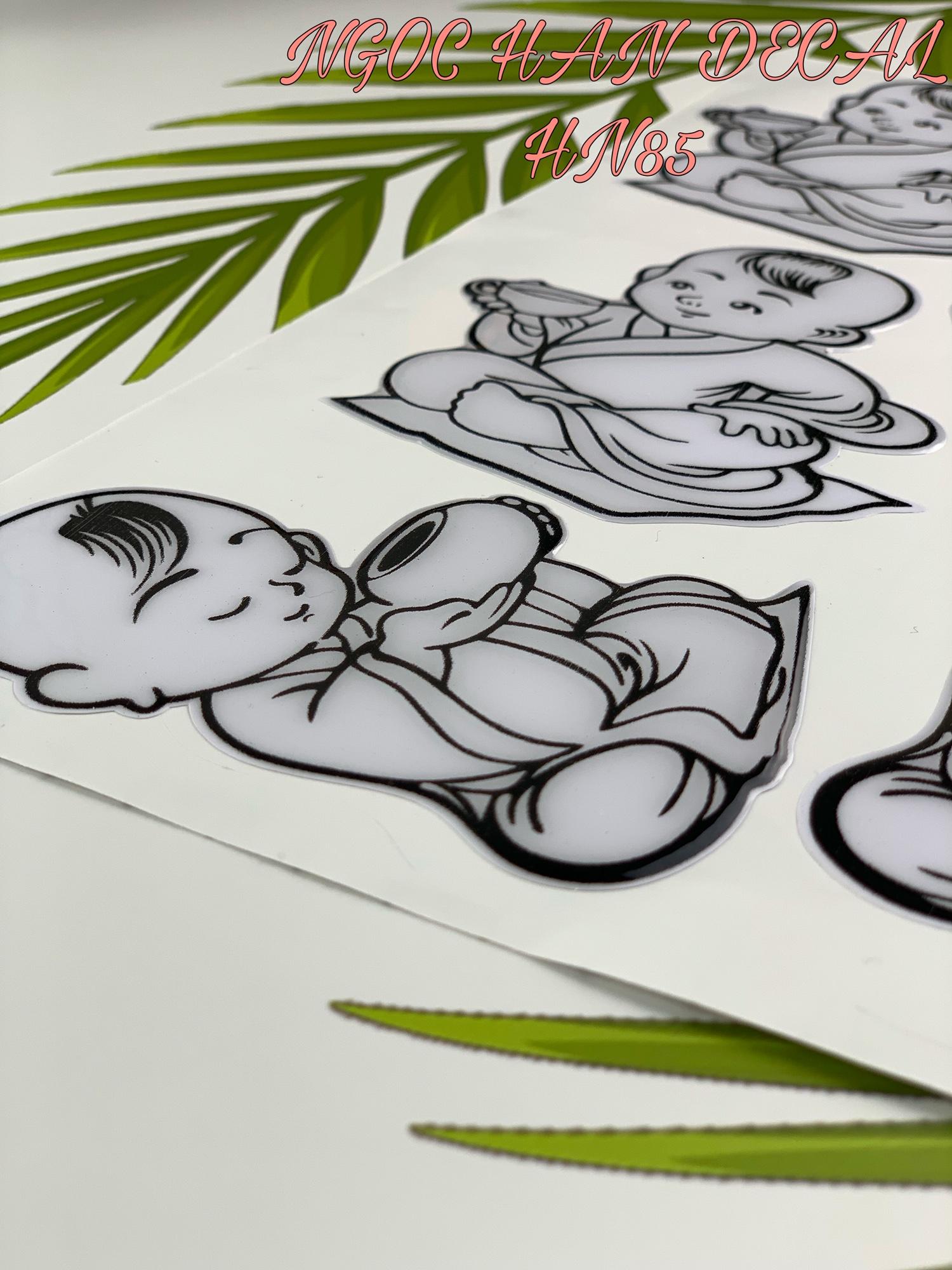 Tem nổi chú tiểu có can nhựa dẻo -- NGỌC HÂN DECAL