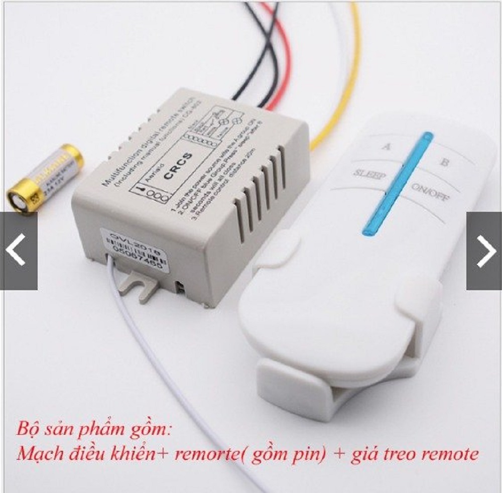 Công tắc điều khiển từ xa RF 2 cổng, 4 cổng độc lập xuyên tường + màu Trắng + Kèm Pin Remote