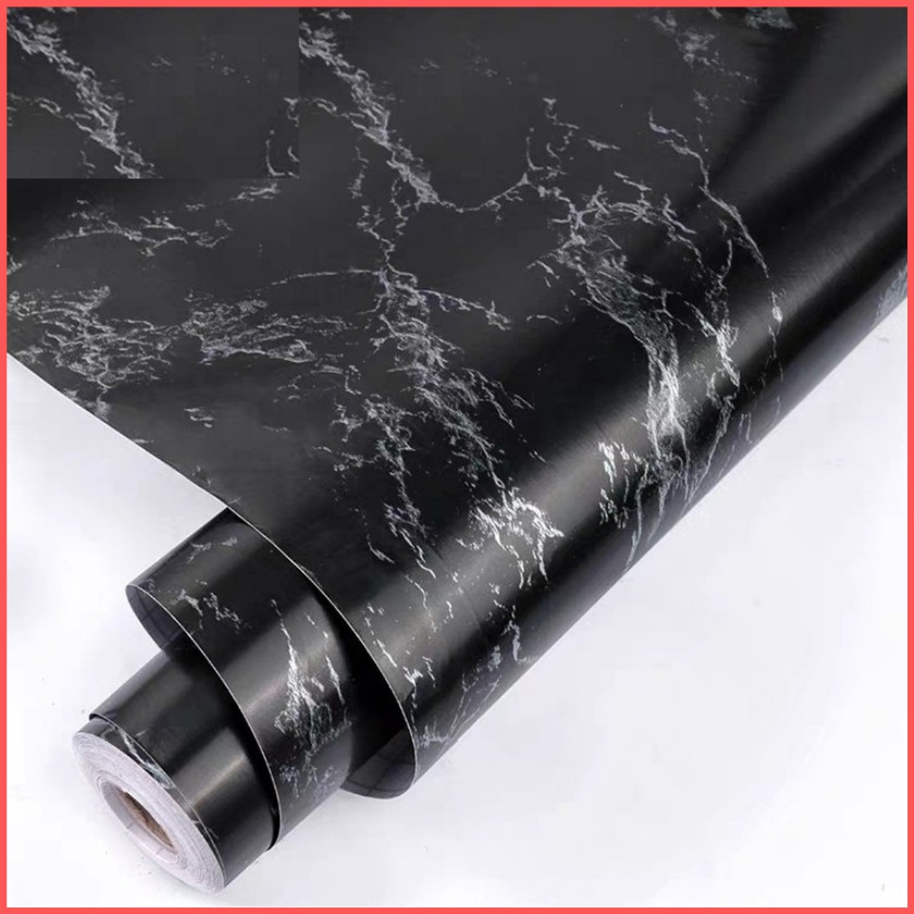 Cuộn 5 mét giấy dán tường đá hoa cương đen có keo sẵn khổ rộng 45cm giấy dán tường vân đá hoa cương đen giấy dán tường giả vân đá giấy dán tường có keo sẵn decal giấy dán tường màu đen bóng 5m - Lala Mart