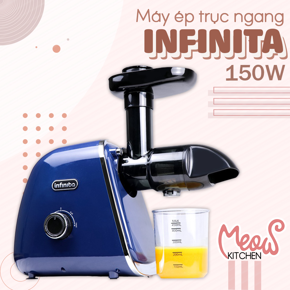 Máy ép trục ngang Infinita - Công nghê ép xoắn 7 cấp - Ép kệt bã - 2 chế độ - Máy ép trái cây - Máy ép hoa quả tốc độ chậm