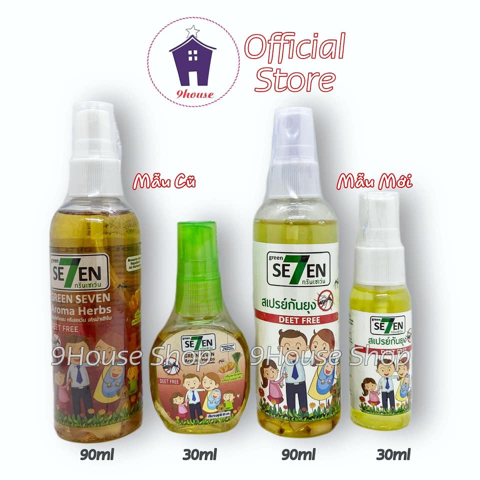 01 Chai Xịt Chống Muỗi &amp; Côn Trùng Se7en Green Seven Aroma Herbs Thái Lan