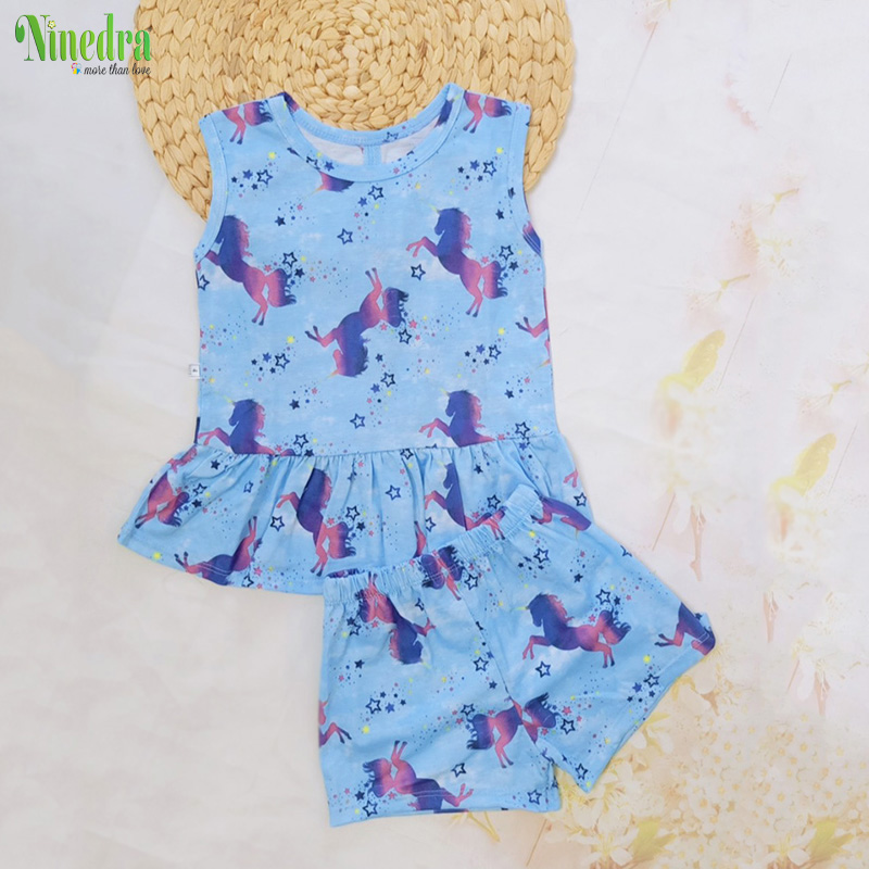 [XẢ KHO 💝 Freeship] Đồ bộ bé gái thun cotton mềm thoáng mát - Ninedra
