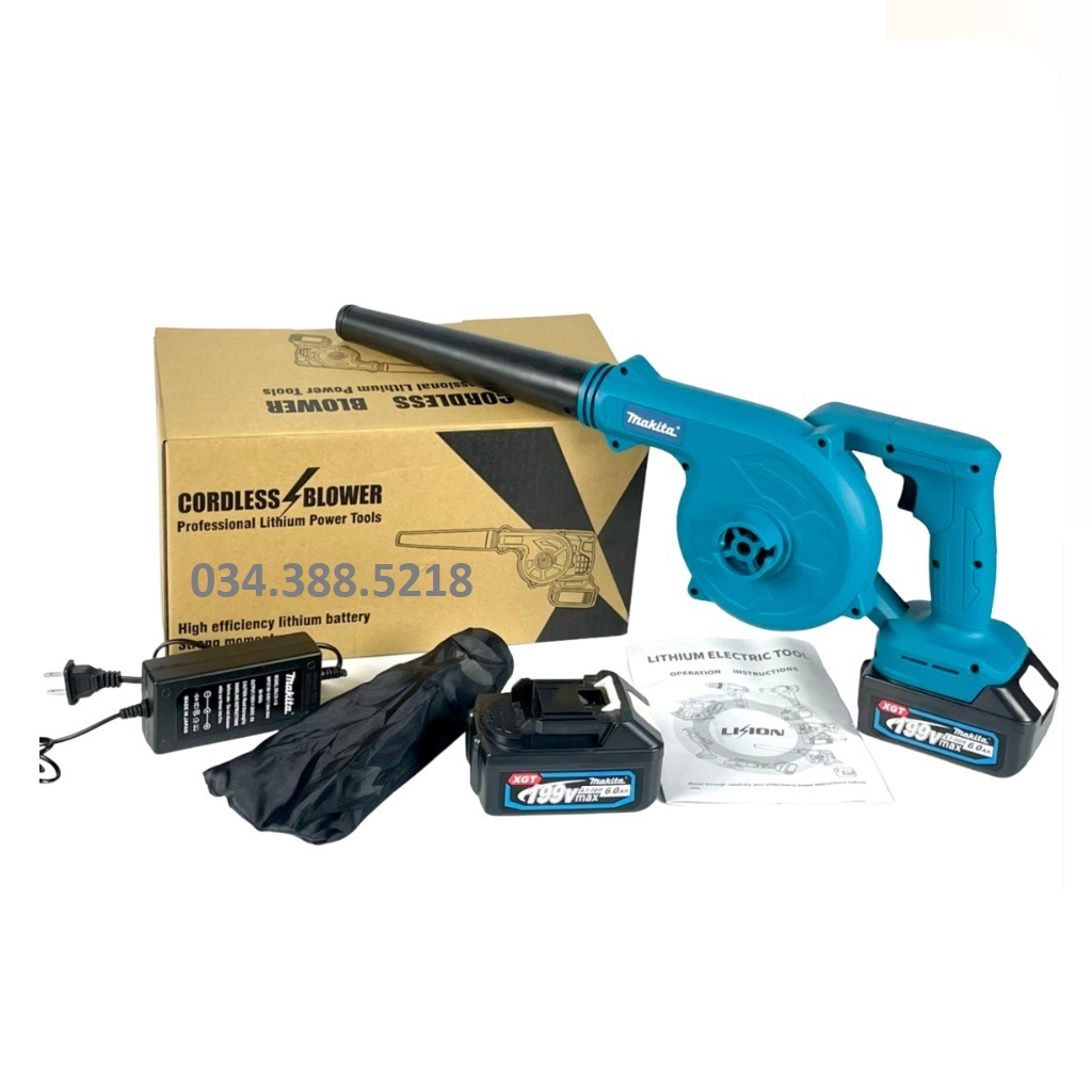 Máy thổi bụi dùng pin Makita 199v công suất lớn,pin 10cell dung lượng khủng