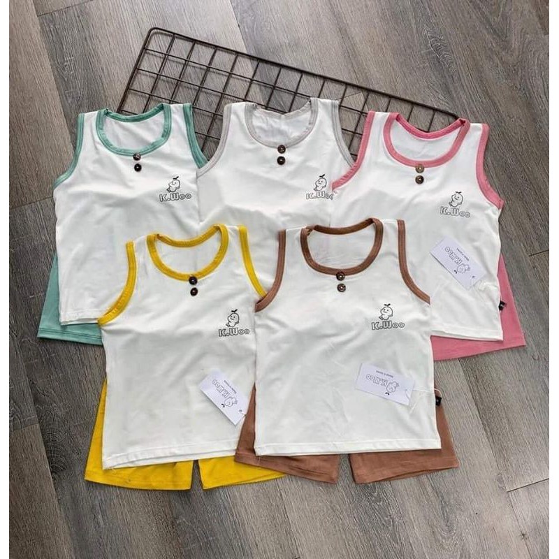 Bộ ba lỗ cho bé thun lạnh Kwoo, bộ thun lạnh cho bé, áo ba lỗ cho bé co giãn siêu mát ảnh shop quay chụp