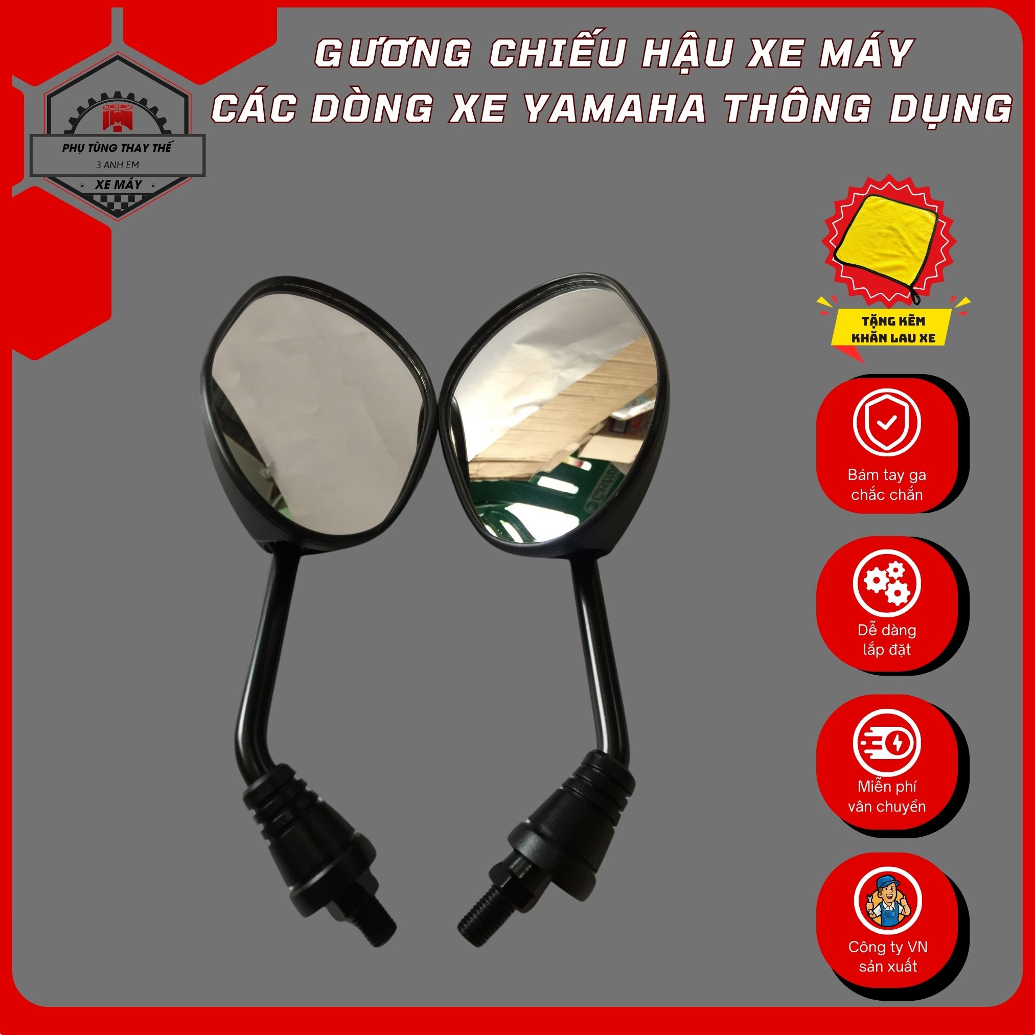 Gương xe máy dành cho xe Yamaha , chân 10li gắn mọi dòng xe Yamaha