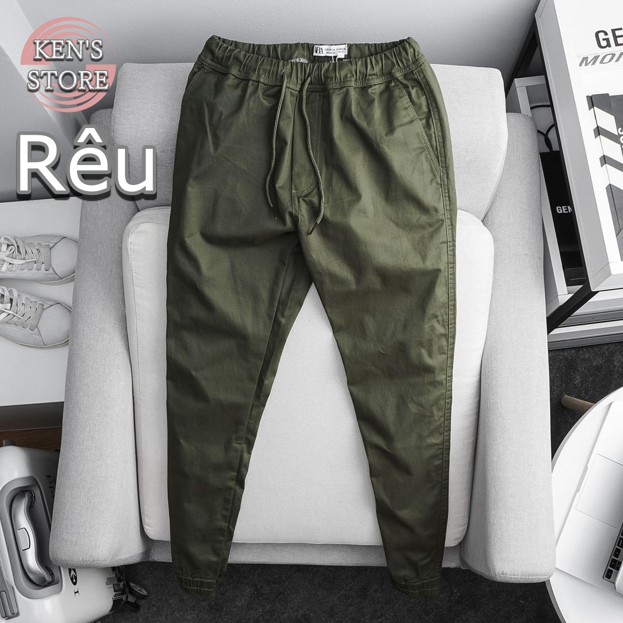 Quần jogger kaki vnxk cao cấp màu xanh rêu