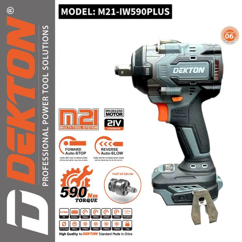 Máy siết bulong pin 21v dekton m21-iw590plus 590nm