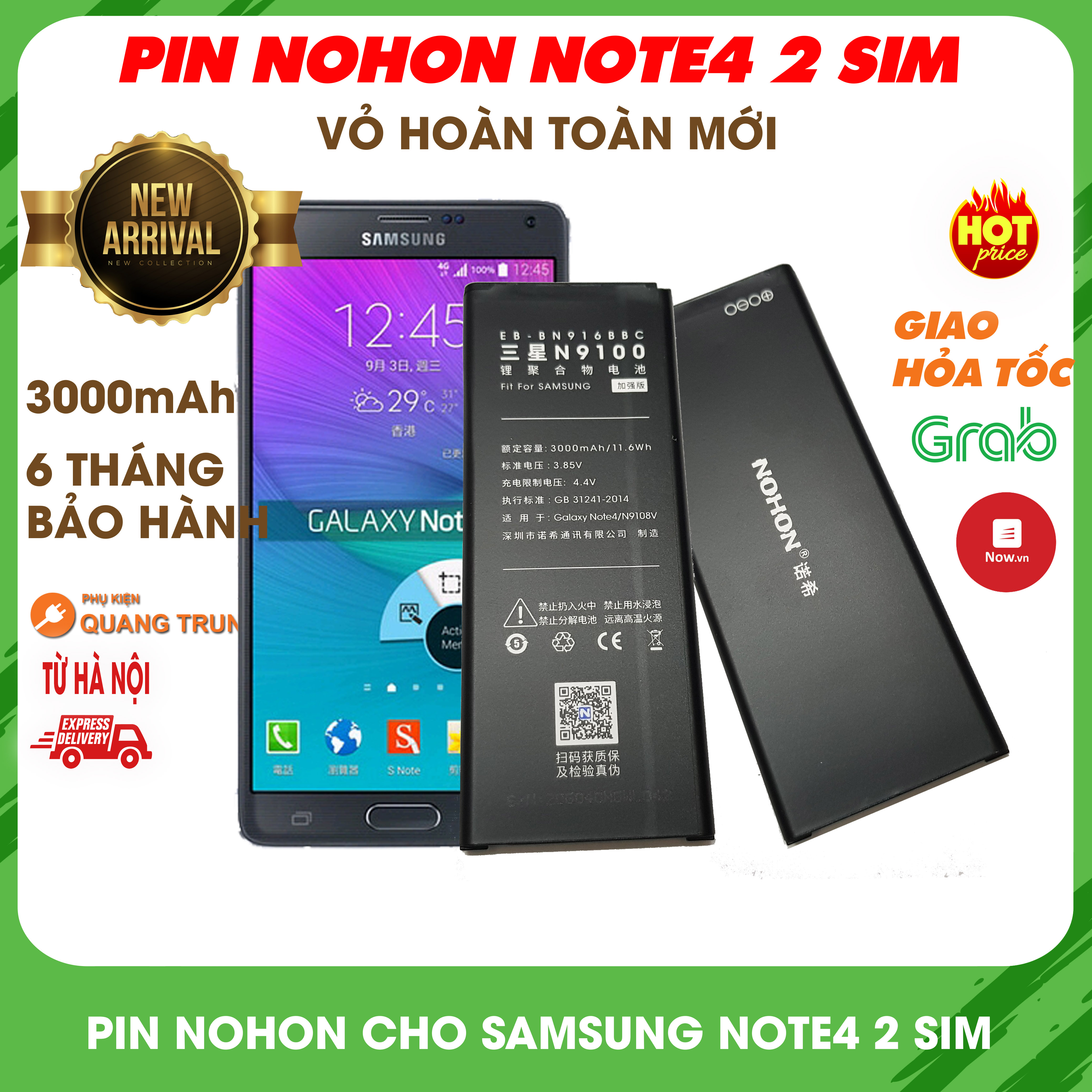 Pin nohon note4 bản 2 sim N9100