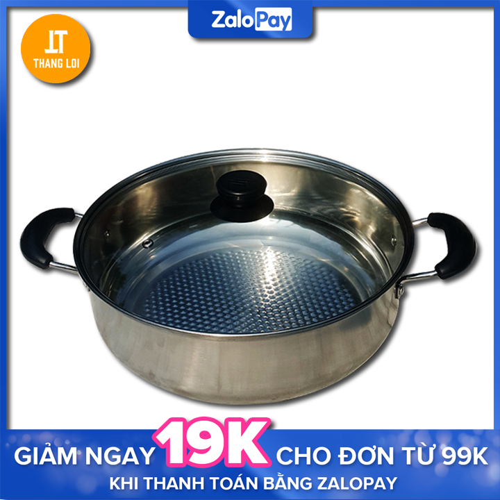Nồi lẩu inox, vung kính dùng mọi loại bếp kể cả bếp từ