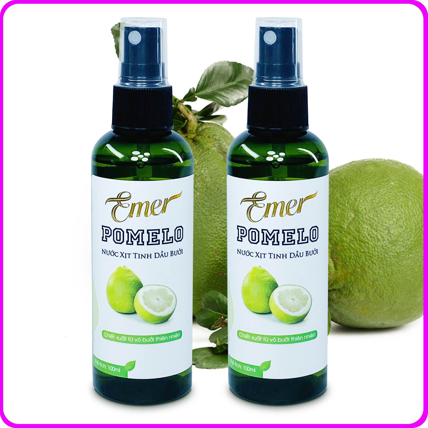 Bộ 2 chai Tinh dầu bưởi xịt mọc tóc Pomelo Emer (100ml x 2) giảm rụng tóc kích mọc tóc nhanh cho tóc dày và dài hơn bảo vệ tóc khỏi các tác nhân gây hại