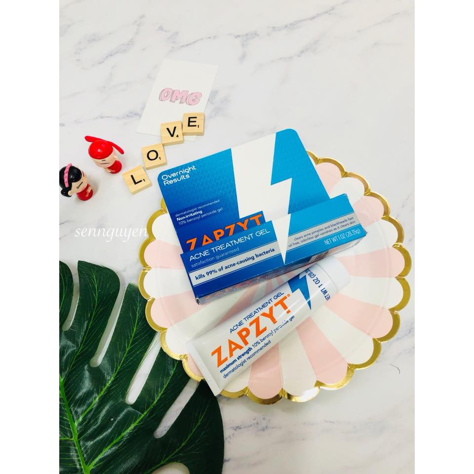 Hết mụn với ZAPZYT Maximum Strength 10% Benzoyl Peroxide Acne Treatment Gel (30g hàng Usa).