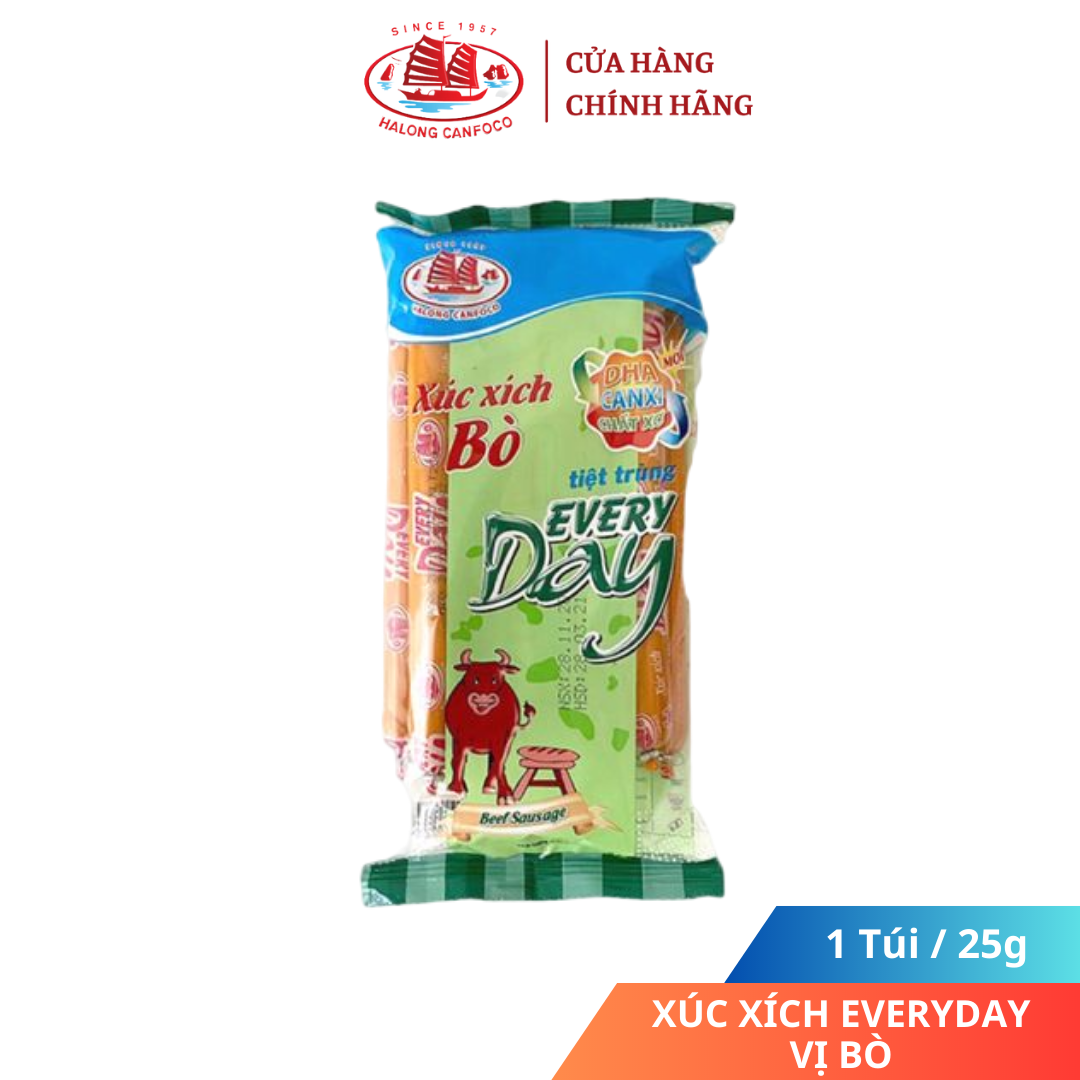 Xúc xích tiệt trùng Everyday vị Bò | 25g x 10 cây/túi