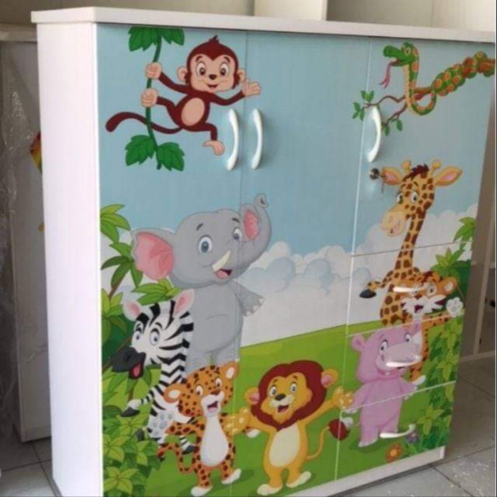tủ e bé in 3D hình thú 1m25x1m05x45cm, tủ nhựa đài loan, tủ quần áo người lớn, tủ nhựa, tủ đựng quần áo