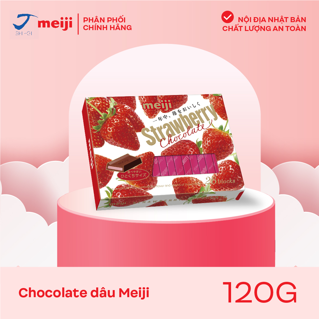 Socola Dâu Meiji Strawberry Chocolate 120g/26 viên nội địa Nhật Bản