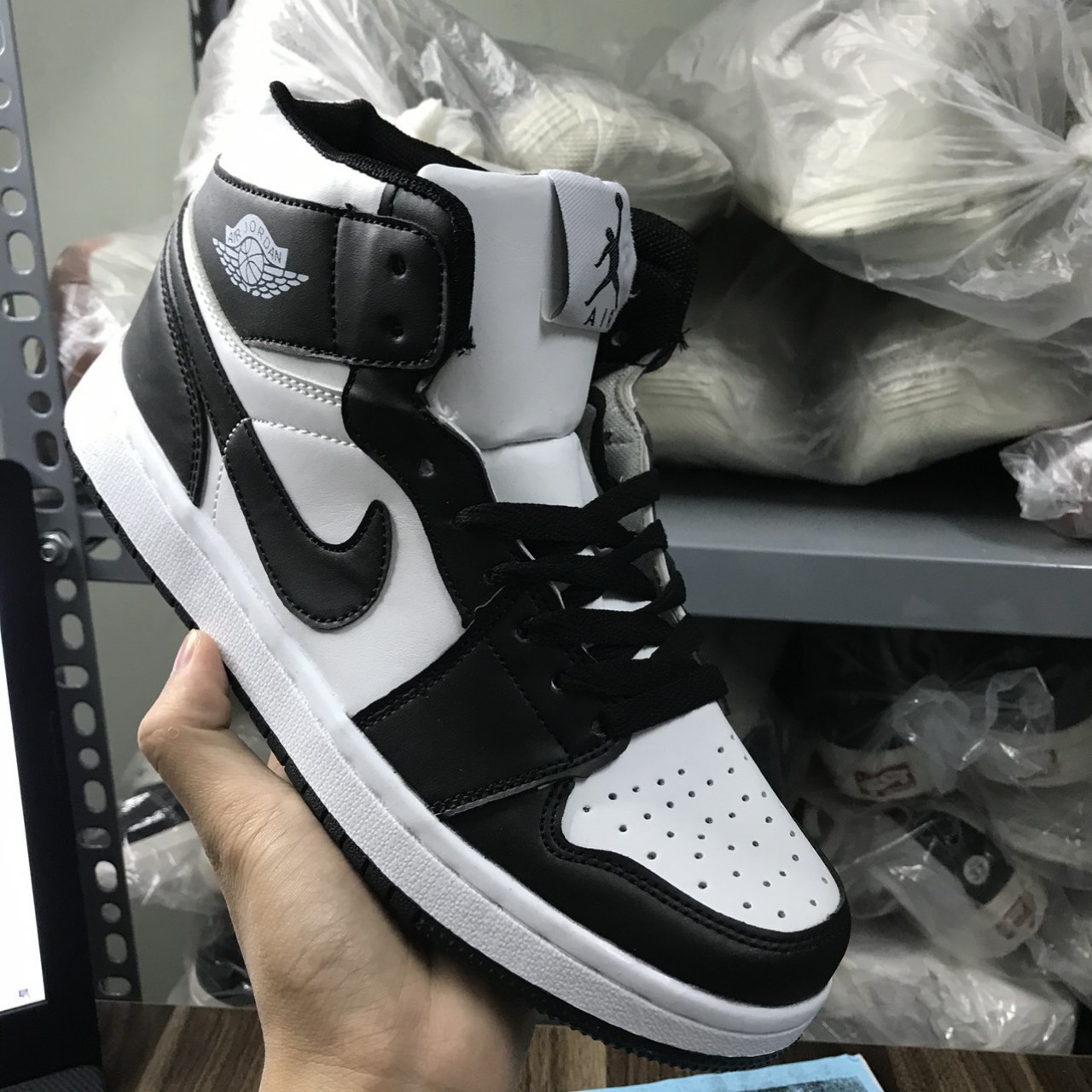 giày thể thao nam nữ air jocdan 1 panda cao cổ