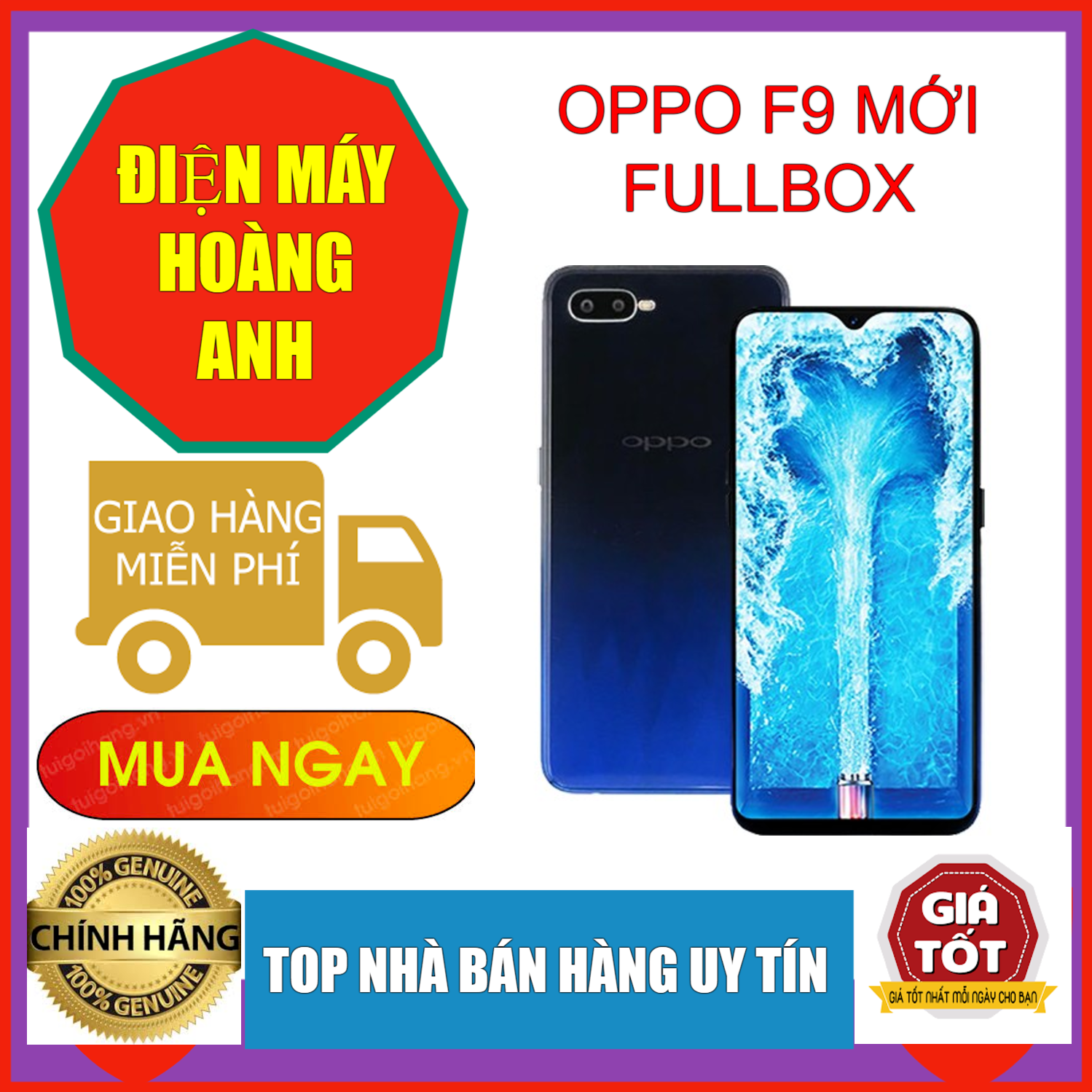 XẢ LỖ Điện thoại  OPPO F9 Pro 128GB/6Gb 2 Sim- Siêu phẩm màn hình Giọt nước CHIẾN PUBG, FREE FIRE, LIÊN QUÂN MƯỢT MÀ