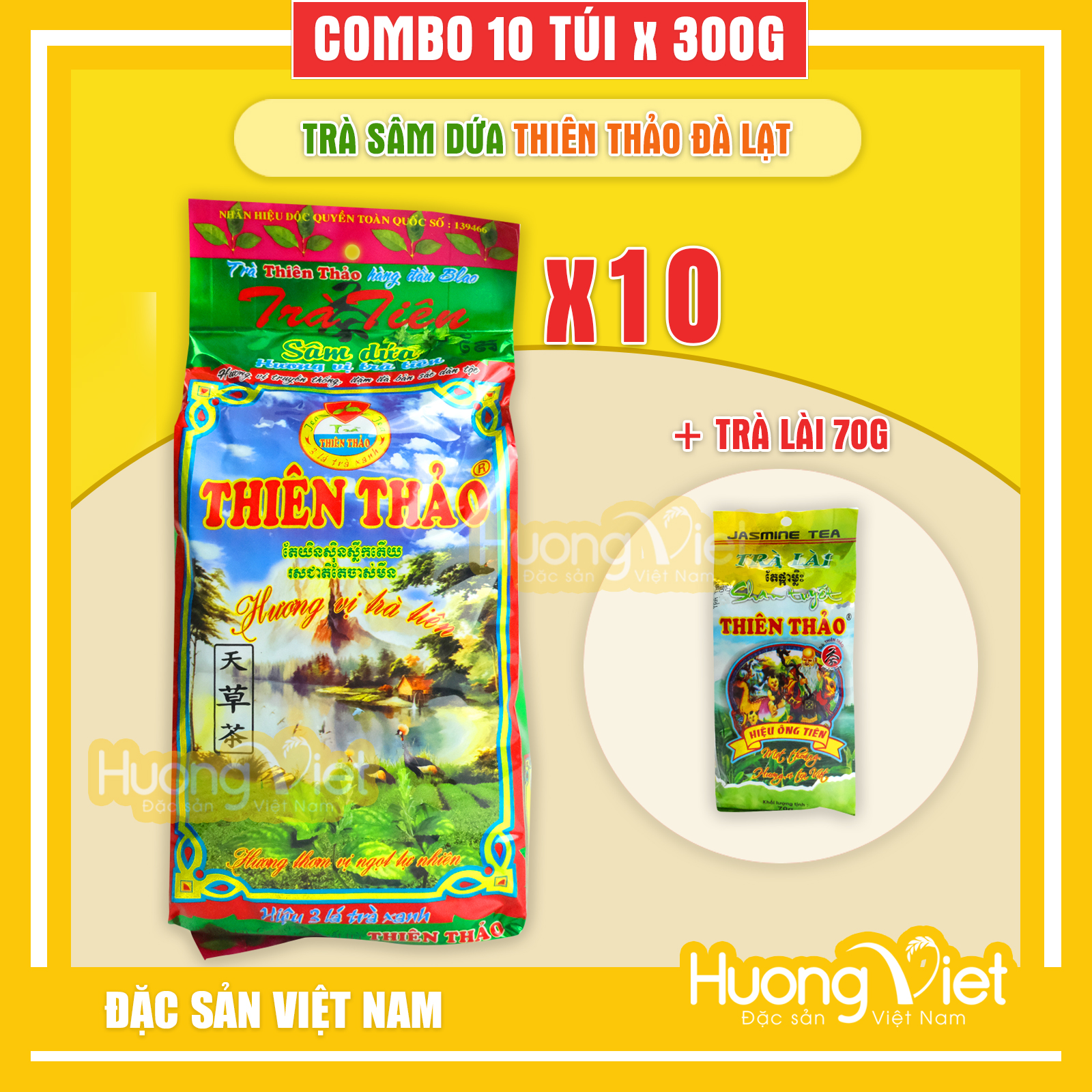 Combo 10 gói trà sâm dứa Thiên Thảo, trà Thiên Thảo Đà Lạt, trà đá miền tây 300g