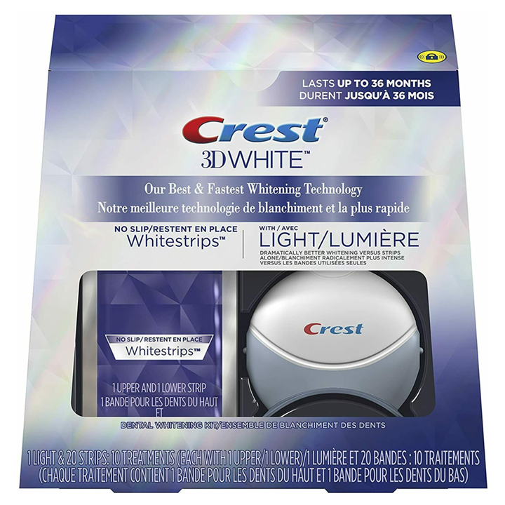 Combo 20 miếng dán trắng răng và đèn chiếu Crest 3d White