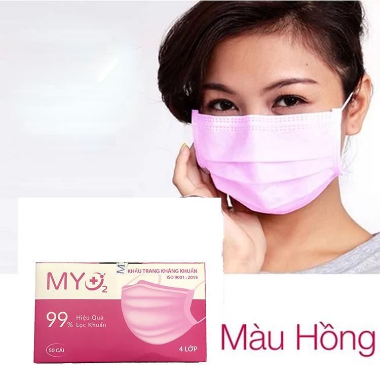 [HCM]Khẩu Trang Y Tế 4 Lớp MyO2 Kháng Khuẩn Hộp 50 Cái