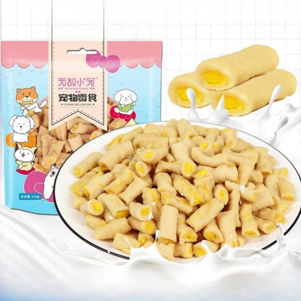 Bánh sandwich vị sữa dê lòng đỏ trứng gói 100gr, bánh thưởng cho chó