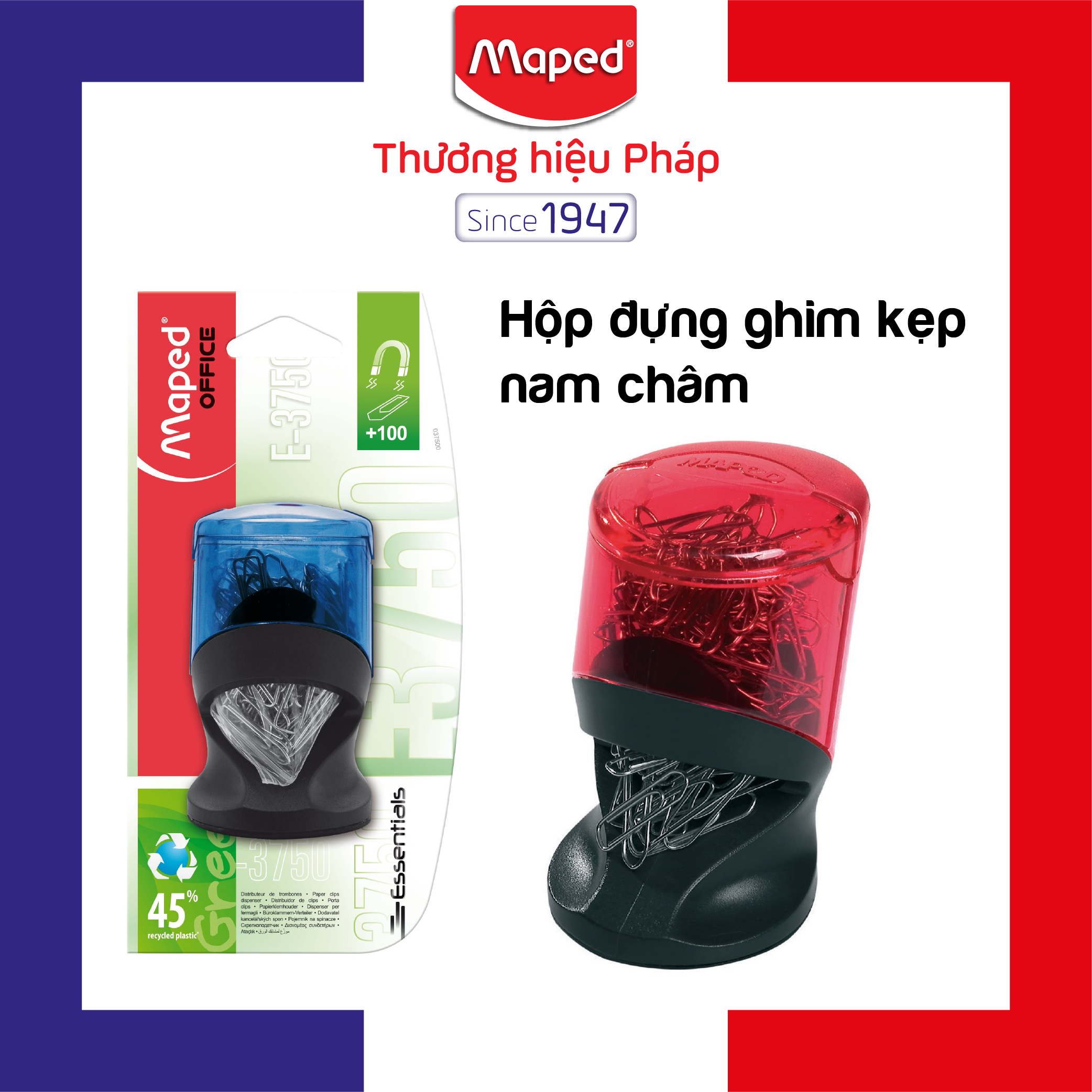 Maped - hộp ghim kẹp nam châm - 1 vỉ