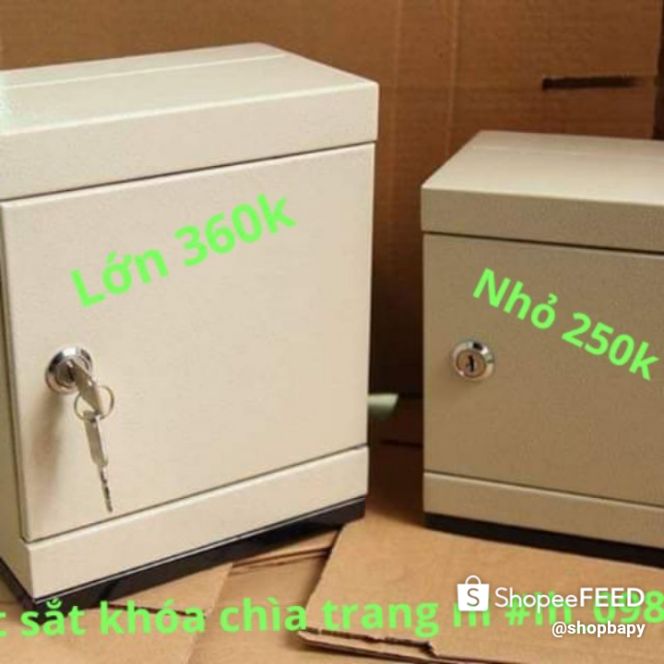 Két sắt mini khóa chìa tiết kiệm tiền loại két lớn trắng & đen