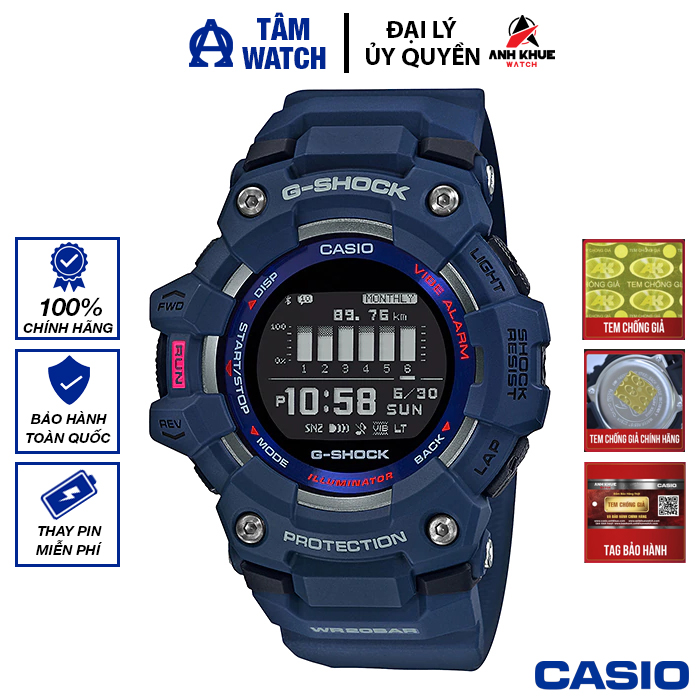 Đồng hồ nam dây nhựa casio g-shock chính hãng anh khuê gbd-100-2dr