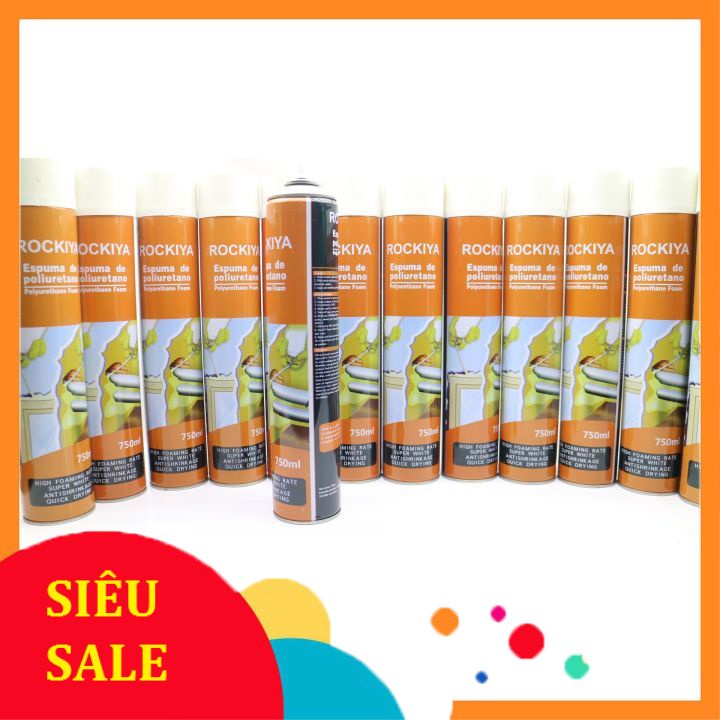 Keo bọt nở 750ml bình xịt bọt nở Rockiya