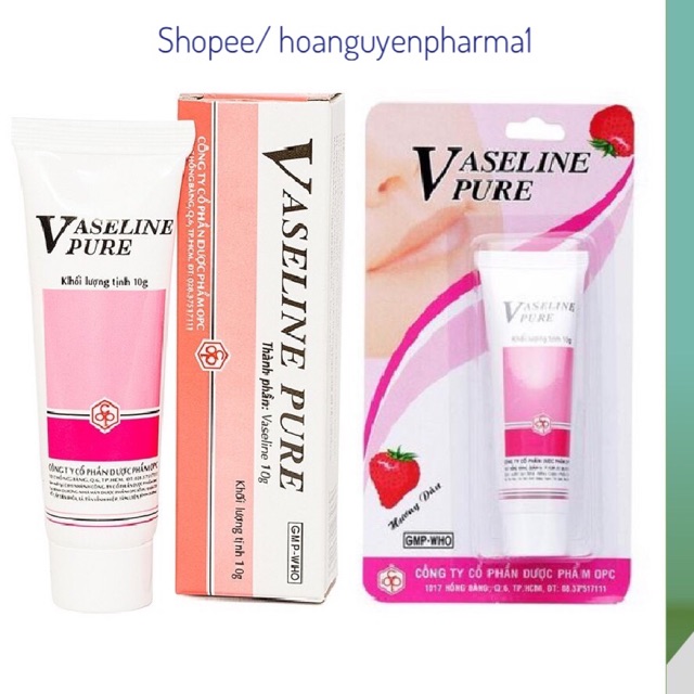 Tube dưỡng ẩm Vaseline Pure/ Hương dâu OPC - 10gr - Hương dâu