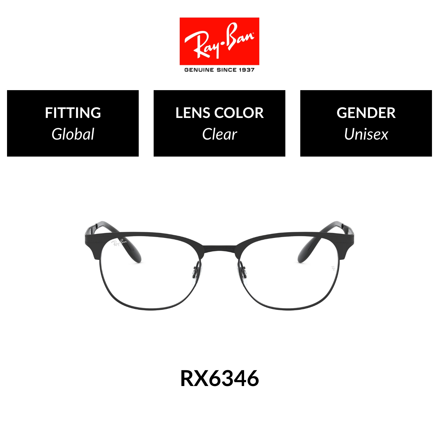 Mắt kính ray-ban - rx6346 2904 - kính thường size 52