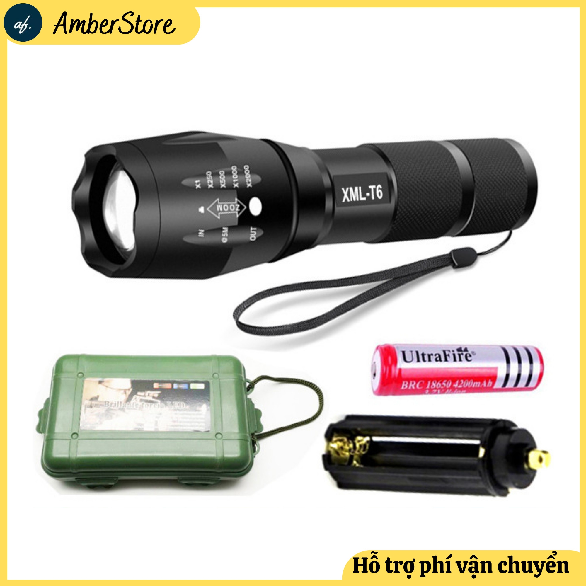 [MẪU MỚI 2021] KÈM PIN VÀ SẠC - Đèn pin siêu sáng - Đèn pin mini - nhiều chế độ sáng - Pin Sạc, Bộ Sạc,dụng cụ xài pin AAA, đồ bảo vệ Pin, chiếu xa cả 100M - ULTRA FIRE XML T6 Có hộp đựng - Bảo hành 6 THÁNG TẠI AMBERSTORE