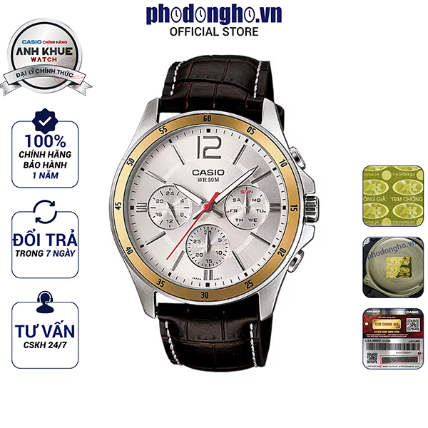 Đồng hồ nam dây da Casio Anh Khuê MTP-1374L-7AVDF