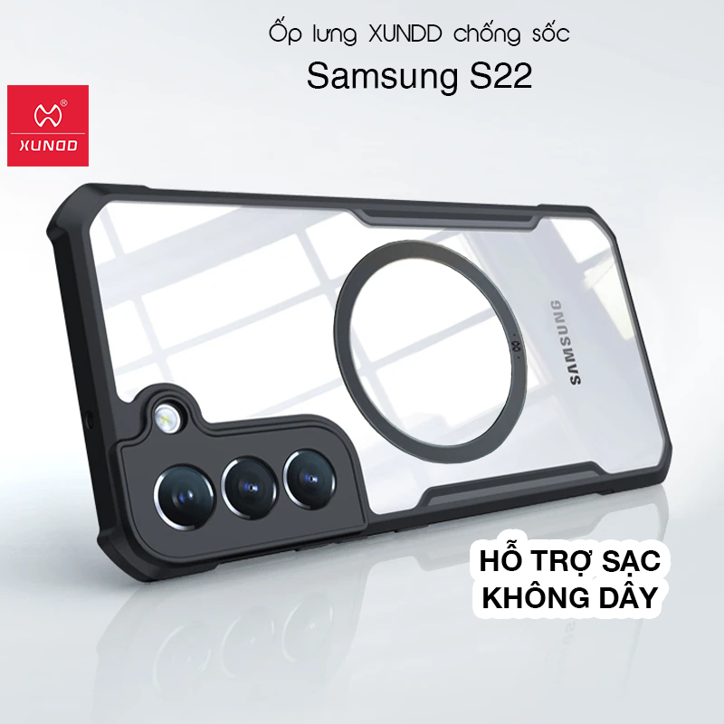 |hỏa tốc hcm| ốp lưng xundd samsung s22 - hỗ trợ sạc không dây, mặt lưng trong, viền tpu, chống sốc